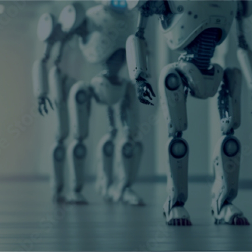 並んでいるロボットのイメージ写真