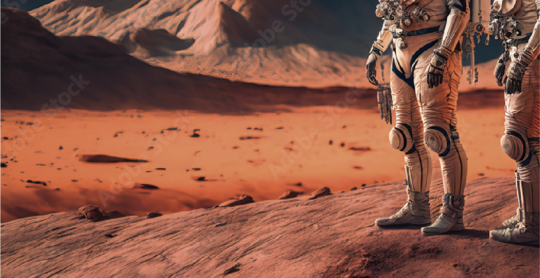 惑星探査を行なう宇宙飛行士の写真